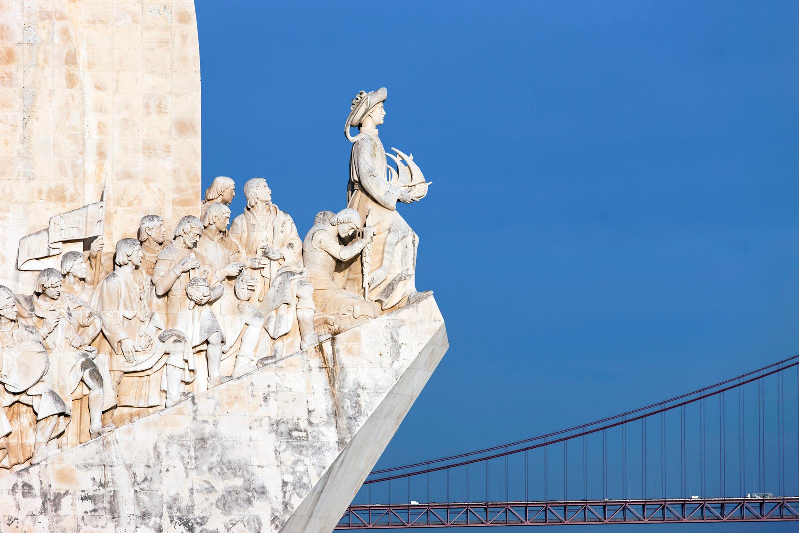 view of Padrao dos Descobrimentos, monument in Lisbon, Portugal